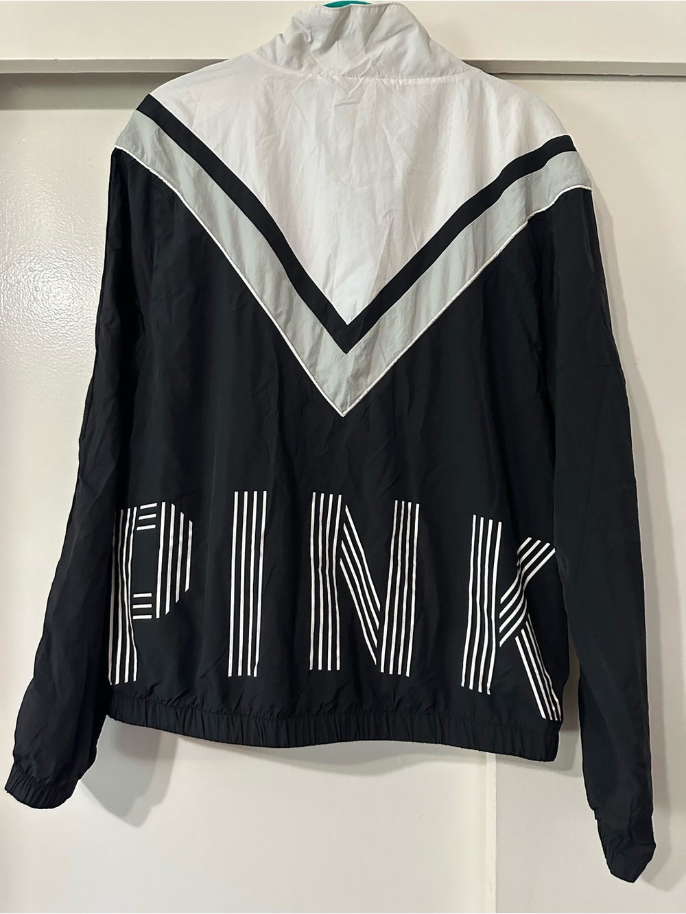 Victoria's Secret PINK White and Black Windbreaker Jacket